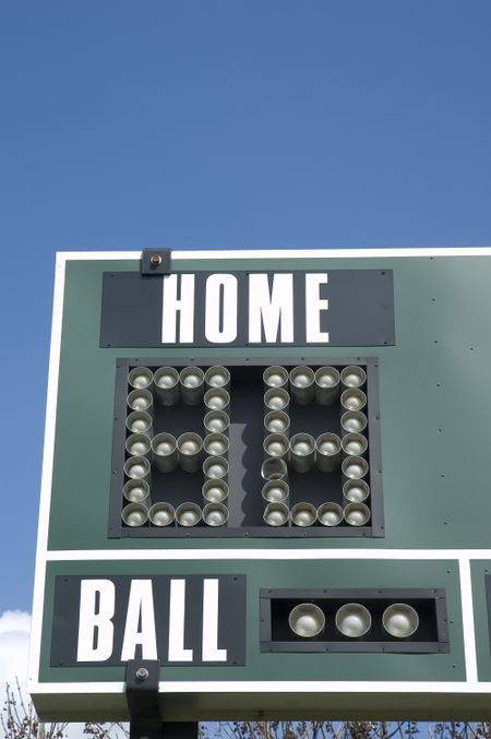 Home team's corner of scoreboard