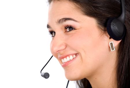 customer service representative smiling isolated over a white background