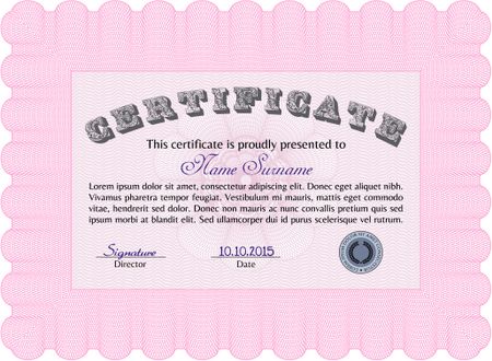 Sample Diploma. Border, frame.Lovely design. With guilloche pattern and background. 