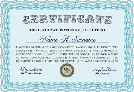 Certificate template. Elegant design. Printer friendly. Frame certificate template Vector.
