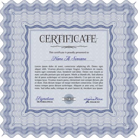 Certificate of achievement template. Lovely design. With great quality guilloche pattern. Frame certificate template Vector.