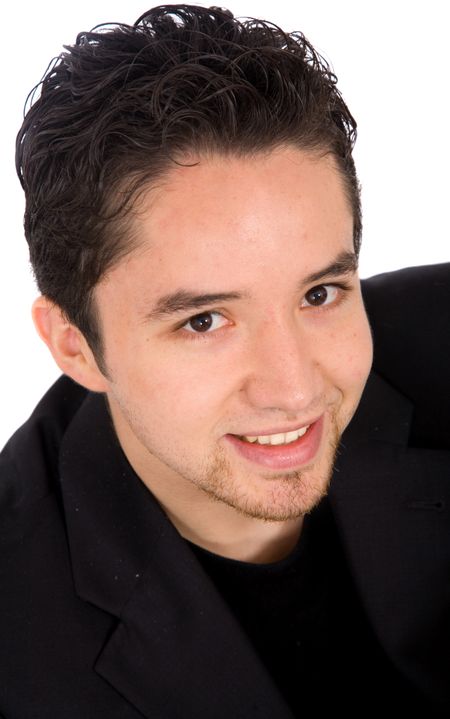 smart young man portrait isolated over a white background