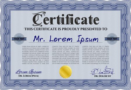 Certificate of achievement template. Artistry design. Vector pattern that is used in money and certificate.With complex linear background. 