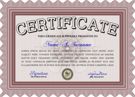 Diploma or certificate template. Diploma of completion.Excellent design. Easy to print. 