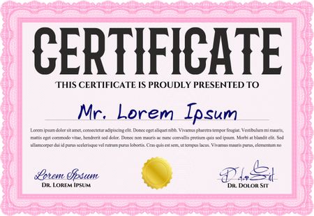 Certificate template or diploma template. Artistry design. With quality background. Frame certificate template Vector.