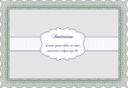 Invitation. Detailed.With guilloche pattern and background. Elegant design. 