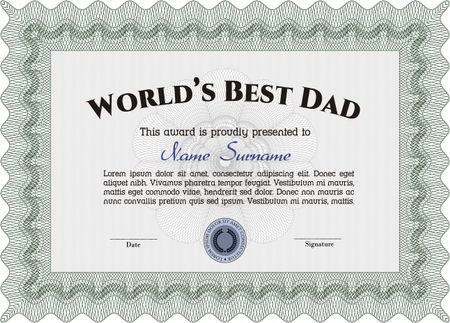 World's Best Father Award. Elegant design. Vector illustration.Complex background. 