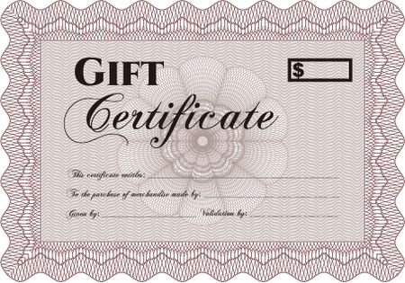 Formal Gift Certificate. With complex linear background. Excellent complex design. Vector illustration.