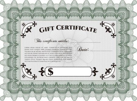 Vector Gift Certificate. Complex background. Lovely design. Detailed.