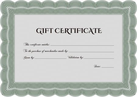 Gift certificate template. Excellent complex design. Easy to print. Detailed.