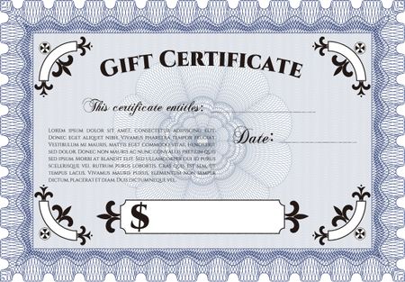 Vector Gift Certificate. With complex background. Detailed.Beauty design. 