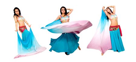 beautiful arabic belly dancer isolated over a white background