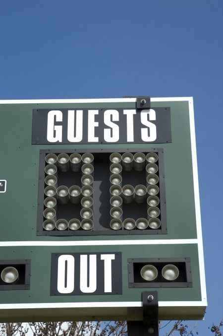 Guest team's corner of scoreboard