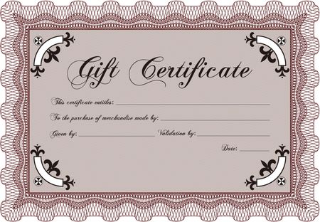 Vector Gift Certificate. With complex background. Detailed.Excellent design. 