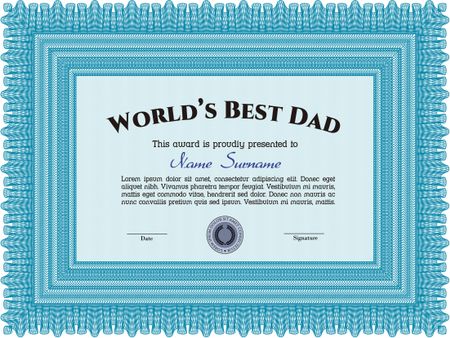 World's Best Dad Award. With background. Border, frame.Excellent design. 