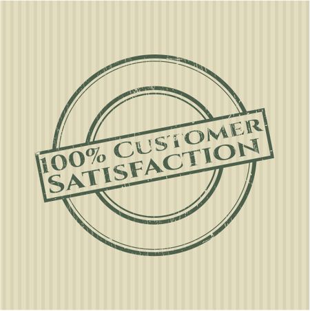 100% Customer Satisfaction rubber stamp with grunge texture