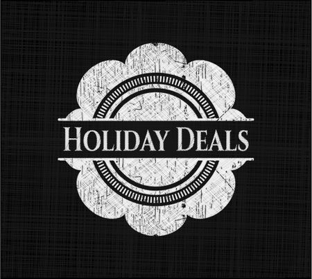 Holiday Deals chalkboard emblem on black board