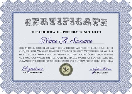 Sample Diploma. With guilloche pattern. Customizable, Easy to edit and change colors.Cordial design.