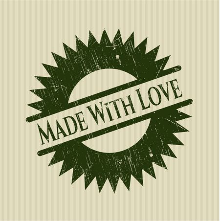 Made With Love rubber stamp with grunge texture