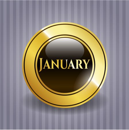 January golden emblem or badge