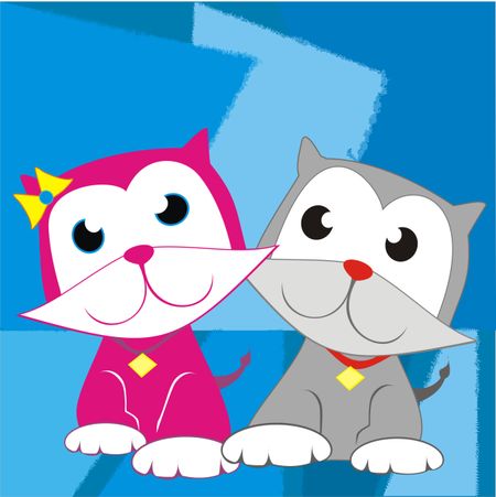 couple of cute little kitty cats illustration