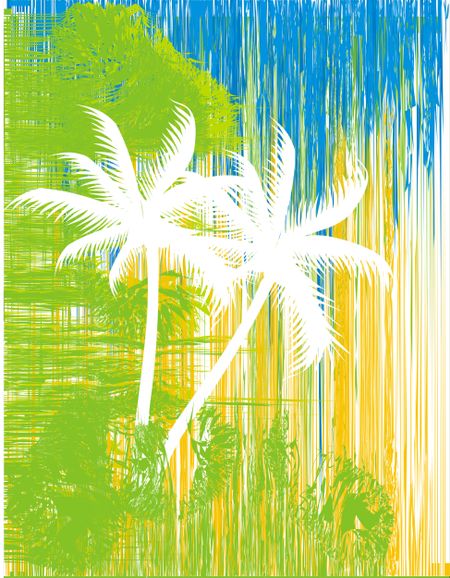 Abstract palm trees illustration in soft colours