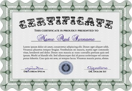 Certificate template. Printer friendly. Vector pattern that is used in currency and diplomas.Modern design. 