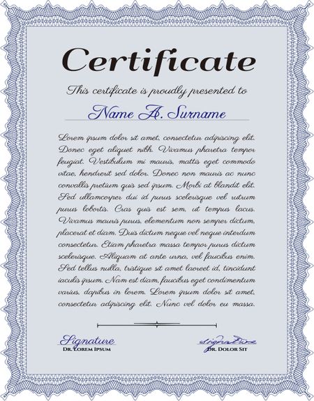 Certificate. With quality background. Sophisticated design. Frame certificate template Vector.