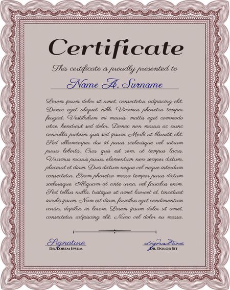 Certificate of achievement. Artistry design. With complex linear background. Frame certificate template Vector.