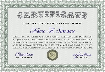 Sample Diploma. With complex background. Diploma of completion.Good design. 