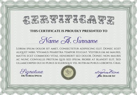 Sample Diploma. With complex background. Diploma of completion.Good design.