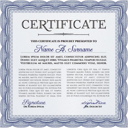 Sample certificate or diploma. Complex background. Nice design. Customizable, Easy to edit and change colors.