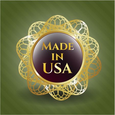 Made in USA gold emblem