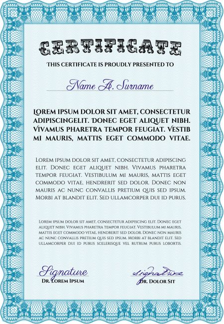 Sample Certificate. Sophisticated design. Diploma of completion.With linear background. 