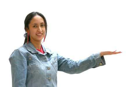 girl standing for displaying a product