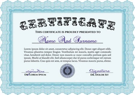 Sample Certificate. Vector pattern that is used in currency and diplomas.Printer friendly. Complex design. 