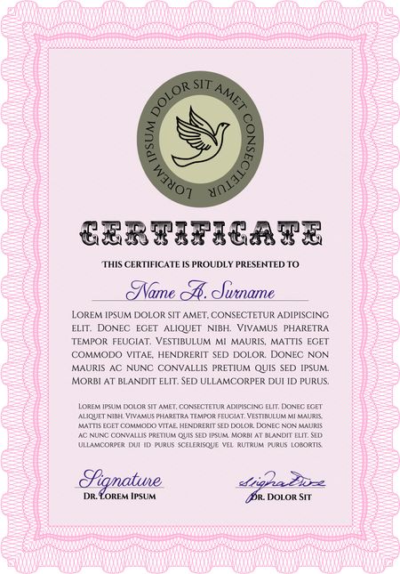 Diploma or certificate template. With background. Nice design. Vector pattern that is used in money and certificate.