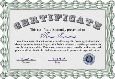 Sample Certificate. With linear background. Good design. Vector pattern that is used in money and certificate.