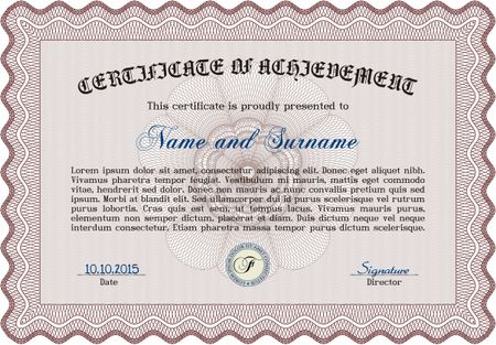 Diploma template or certificate template. With quality background. Border, frame.Elegant design. 