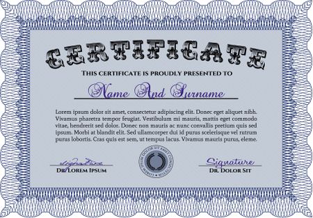 Certificate of achievement template. Vector certificate template.With complex linear background. Superior design. 