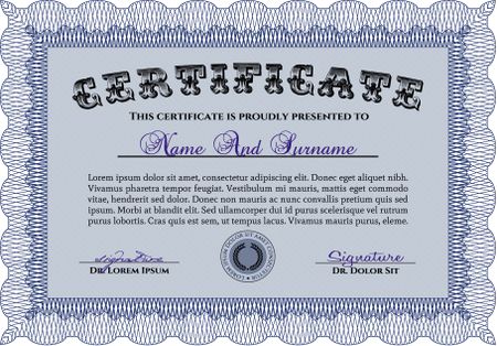 Certificate of achievement template. Vector certificate template.With complex linear background. Superior design.