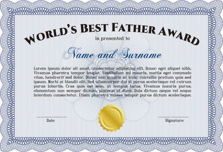 Best Father Award Template. Good design. Customizable, Easy to edit and change colors.Complex background. 