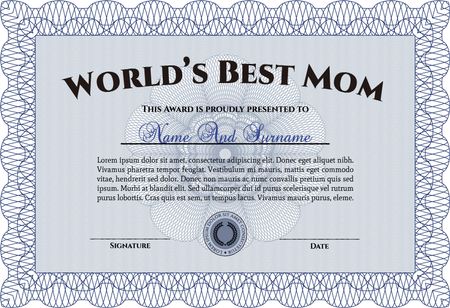 World's Best Mom Award. Border, frame.With linear background. Beauty design. 