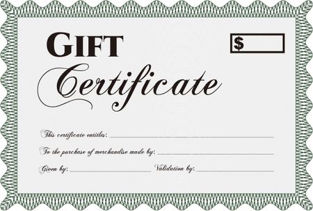 Vector Gift Certificate template. Superior design. Border, frame.With guilloche pattern. 