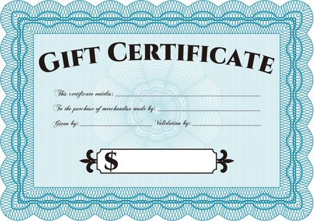Vector Gift Certificate. With great quality guilloche pattern. Retro design. Border, frame.