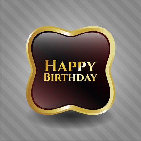 Happy Birthday gold badge or emblem