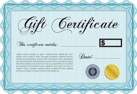 Retro Gift Certificate template. Border, frame.Good design. With guilloche pattern. 