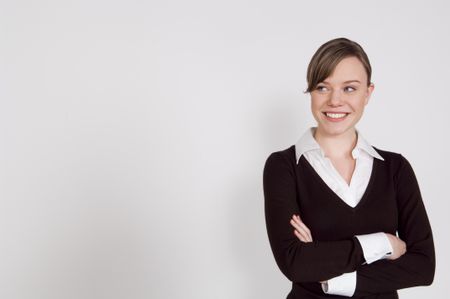 Businesswoman on white background.