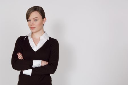 Businesswoman on white background.