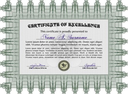 Certificate of achievement. Sophisticated design. With great quality guilloche pattern. Detailed.